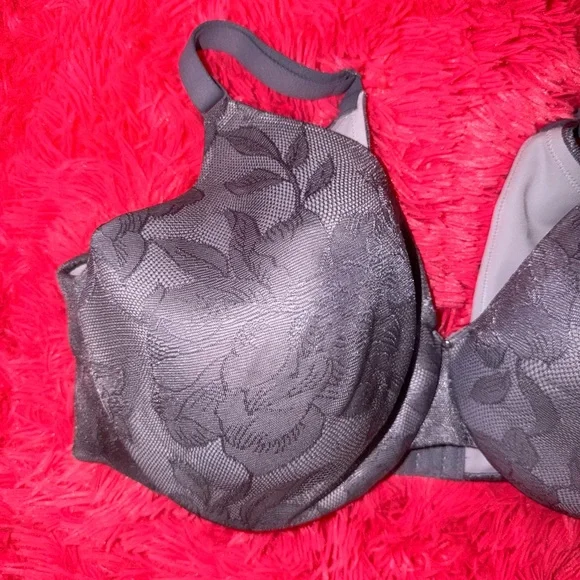 Cacique Lace Gray Floral Underwire Lightly Lined Full Coverage Bra - Picture 2 of 8